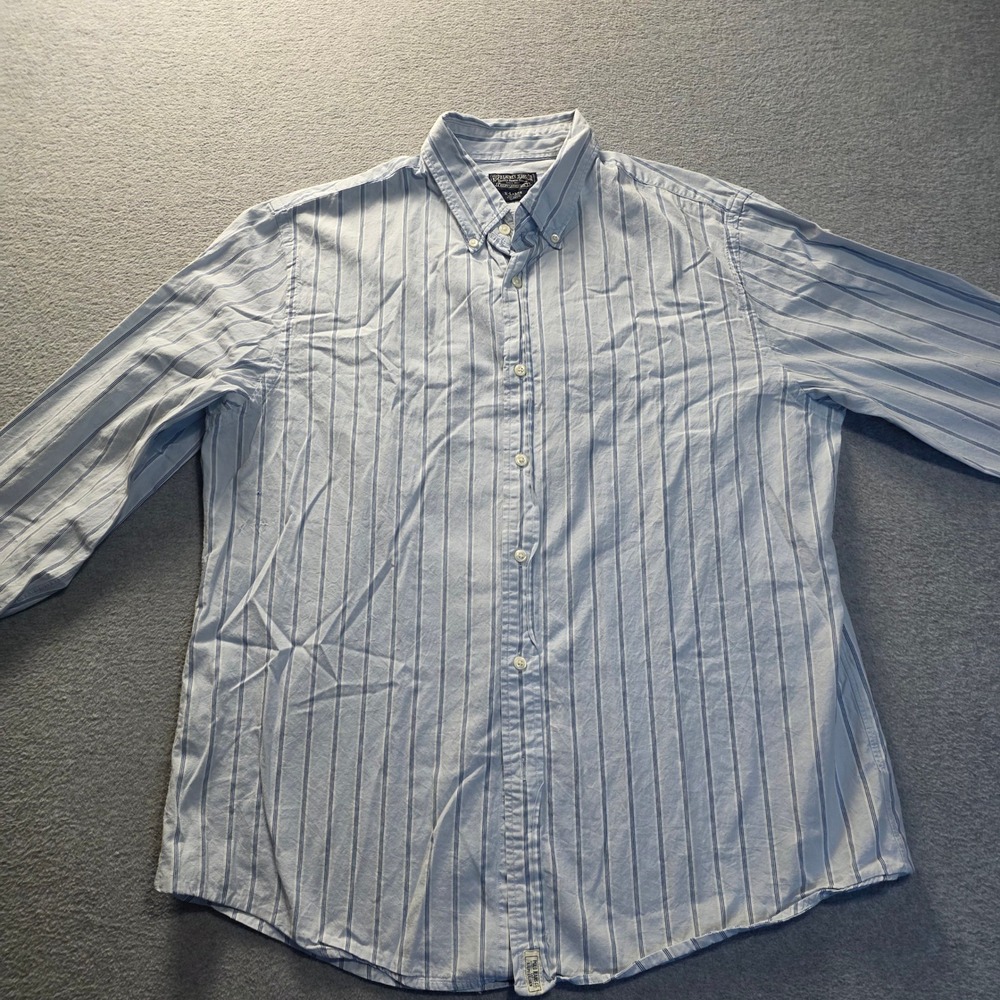 Ralph Lauren Jeans Co Button Down Shirt Mens XL Blue Stripe Cotton Y2K Vintage